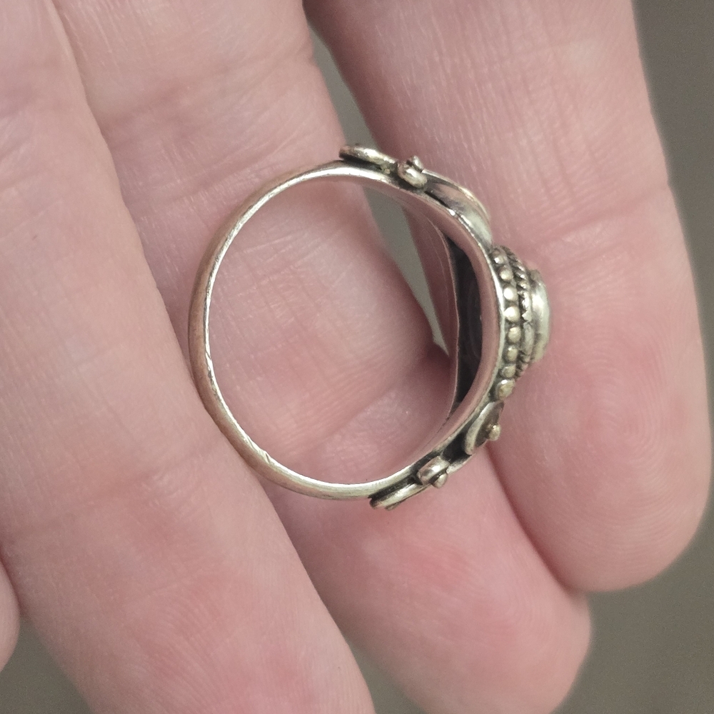 Moonstone .925 Silver Scroll Ring Boho Whimsical … - image 5
